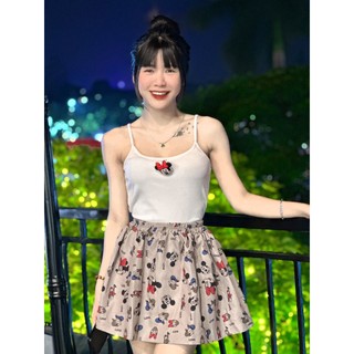 Set đồ nữ hoạt hình áo hai dây đính gấu kèm quần short bí ngộ nghĩnh