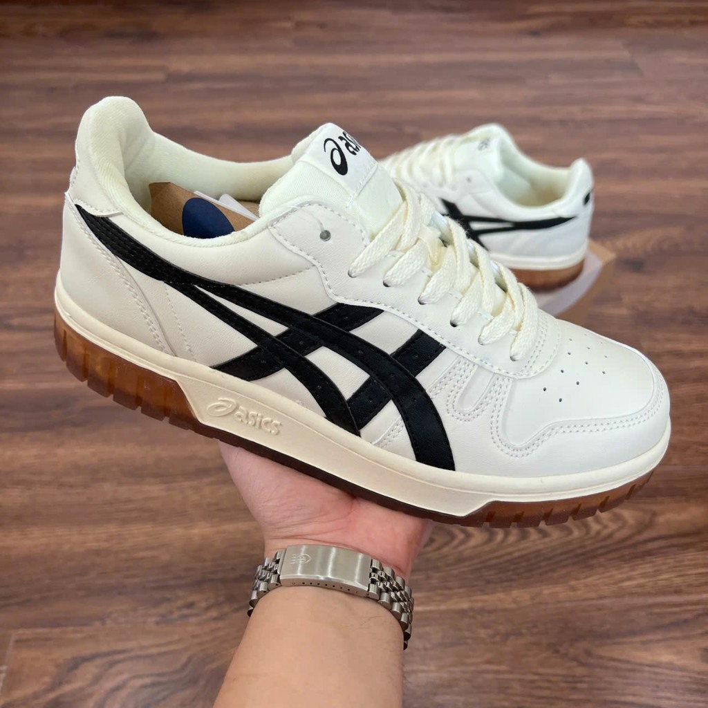 Giày Asics Court MZ Cream Black Gum Nam Nữ 36>43, giày Asics Court bản S.Cấp full pk