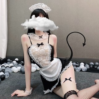 Set Đồ Ngủ Nữ Kiểu Váy 2 Dây Cosplay Nàng Người Hầu Gái Phối Ren Gợi Cảm Quyến Rũ