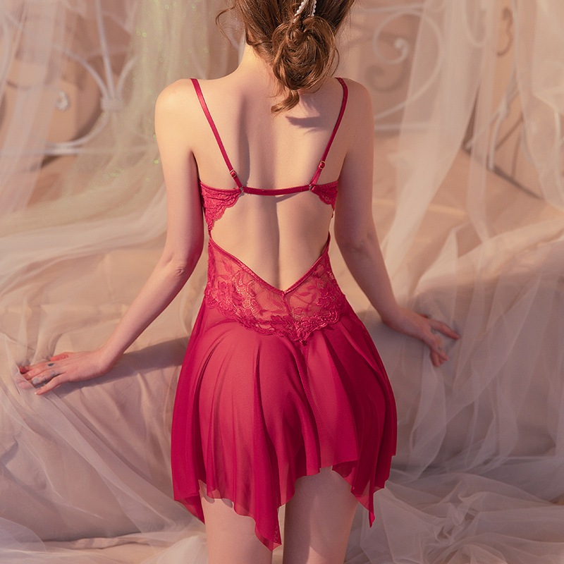 Váy Ngủ Ren Xẻ Trước Có Gọng Cài Ngực Trước Váy Hai Dây Xuyên Thấu Gợi Cảm Cho Bạn Gái | BigBuy360 - bigbuy360.vn