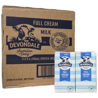 [Date 9.2025] 1 Thùng 24 hộp sữa tươi Devondale 200ml nguyên kem - Fullcream - Nhập Khẩu Úc