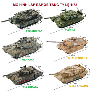 Mô hình lắp ráp MHQS tỷ lệ 1:72 Block Model M1A2 Battle Tank Leopard 2A7 Challenger 2 Merkava Type 99 T14 Armata (Xuja)