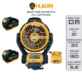 Quạt dùng pin HUKAN LCF2440i, Đường kính cánh quạt 20cm, Thuận tiện khi mất điện mang đi du lịch