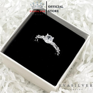 Nhẫn nữ bạc ta mặt đính đá Evasilver. Nhẫn bạc nữ thời trang cá tính