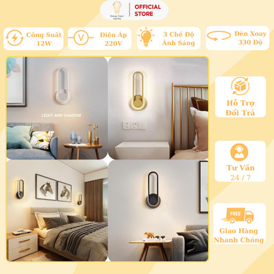 Đèn Tường Energy Green Lighting Xoay 330 Độ DT-3012 - 3 Chế Độ Ánh Sáng - Trang Trí Phòng Khách - Phòng Ngủ - BH 1 Năm