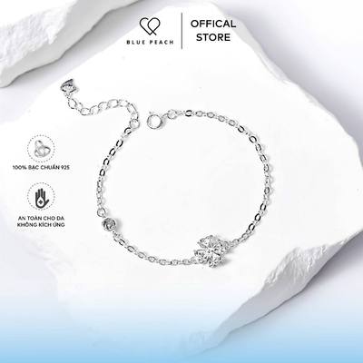 Lắc Tay Bạc 925 Blue Peach Hoa 4 Cánh Đá Lấp Lánh LT571