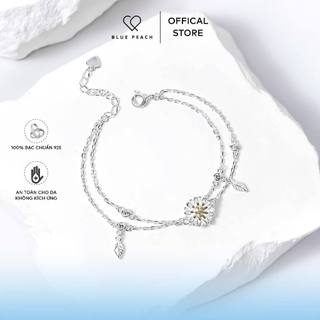 Lắc tay bạc 925 blue peach daisy 4 chấu đá vn - đá vàng lt626