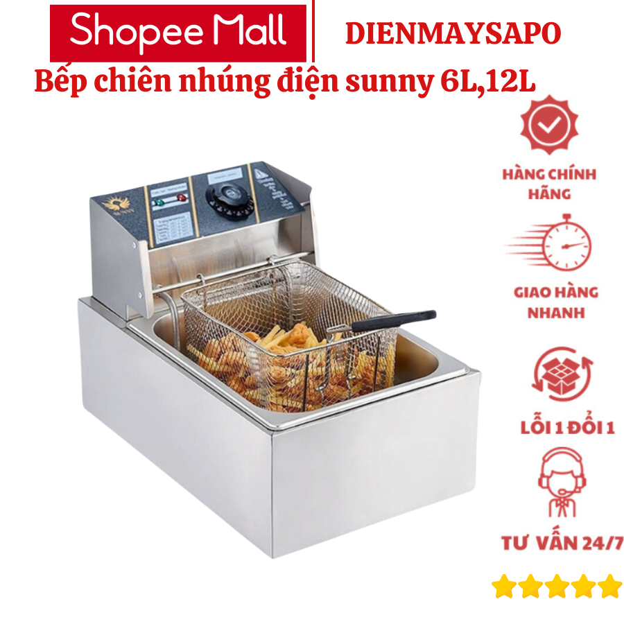 Bếp chiên nhúng điện Seka-Sunny 6L, 12L inox cao cấp, chiên ngập dầu bảo hành 12 tháng