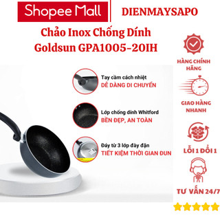 Chảo chống dính sâu lòng Goldsun đáy từ họa tiết vân đá size 20cm GPA1005-20IH
