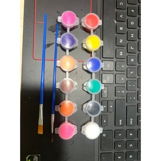 Combo 150 dây 12 màu 3ml + 2 cọ màu arylic đậm đặc