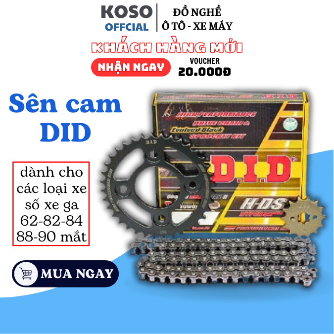 Sên cam DID KOSO chính hãng dành cho các loại xe số xe ga 62-82-84-88-90 mắt.