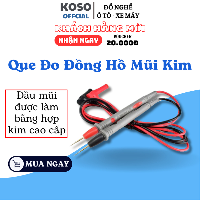 Que Đo Đồng Hồ Mũi Kim Vom KOSO 1000v-20A có tay cầm nhựa cách điện dùng đo linh kiện bán dẫn kích thước nhỏ,rất nhỏ