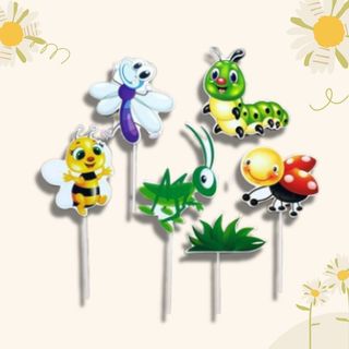 Topper cake Set cắm giấy Ong Bướm