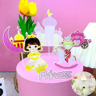 Topper cắm bánh sinh nhật set cắm hoàng tử công chúa lâu đài