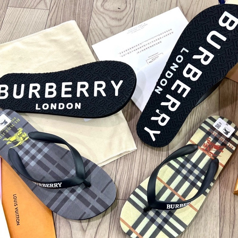 Dép tông nam BBR kẻ sọc - Dép kẹp xỏ ngón burberry kẻ đen vàng cho nam thích hợp đi biển đi dạo phố