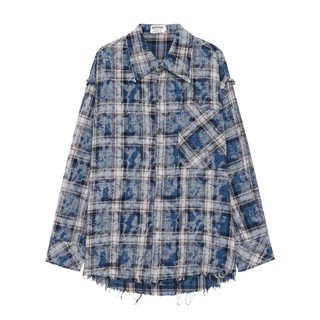 Áo sơ mi flannel dài tay kẻ sọc caro KZ C385 nam nữ màu xanh