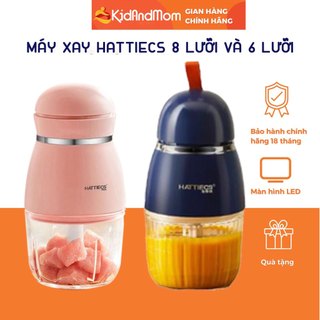 Máy xay cầm tay đa năng KidAndMom Hattiecs cho bé ăn dặm bản nâng cấp 8 lưỡi dao