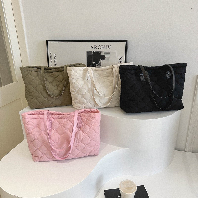 DAISON Túi Tote Đeo Vai Bằng Vải Cotton Màu Trơn Sức Chứa Lớn Mềm Mại