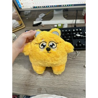 Gấu bông mèo vàng đeo kinh vải lông thỏ siêu mềm mịn