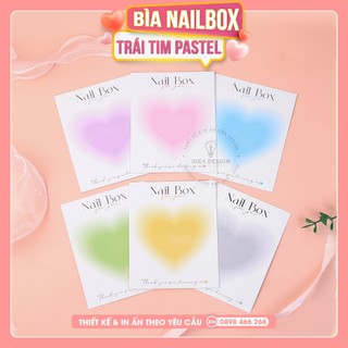  Bìa Nail Box trái tim pastel siêu đẹp - Size 9x11cm - Tag nailbox HEART PASTEL 6 màu - Thẻ gắn móng tay đẹp
