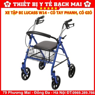 Khung Tập Đi Có Ghế Ngồi LUCASS W14 - Xe Tập Đi Có Tay Phanh, Có Giỏ