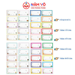 Combo 100 cái nhãn tập / nhãn vở học sinh / nhãn tên học sinh / nhãn tên dán có keo