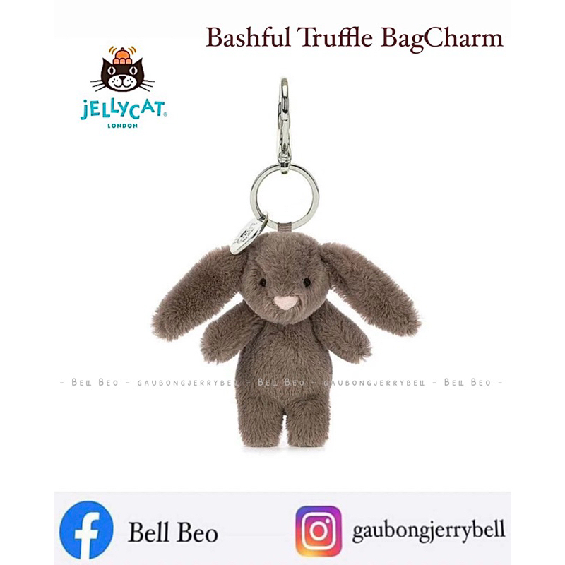 (100% Authentic) Móc khoá treo túi thỏ bông Anh Quốc Jellycat Bunny Truffle Bagcharm chính hãng Jellycat