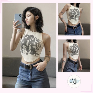 Áo croptop sát nách NhiNaa Store ôm body, in hình họa tiết Y2K SAME A5628