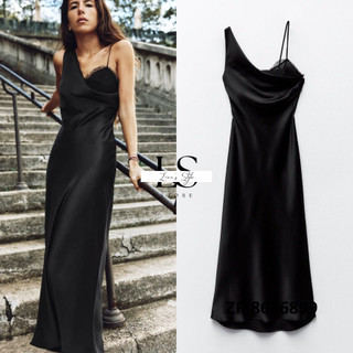Váy midi satin phối ren TQXK sang chảnh thanh lịch đi party đi tiệc | Order