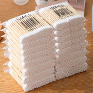 Set 50 Túi Tăm Bông Ngoáy Tai Gói 100 Chiếc Bông Ráy Tai Thân Gỗ Khử Trùng 2 Đầu Thân Thiện Với Môi Trường 88383