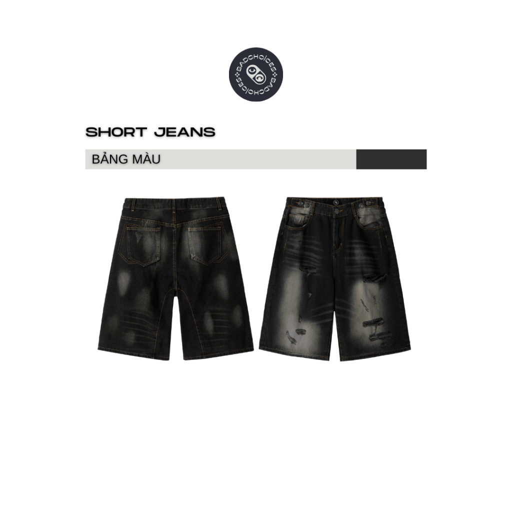 Bad Choices | Quần Short Jeans lửng MIDNIGHT wash rách Menswear Pants