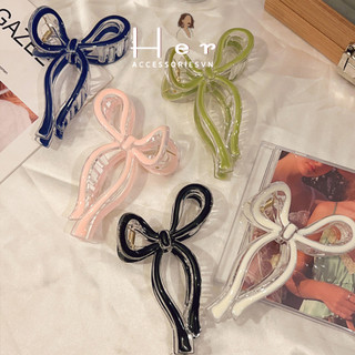 Kẹp tóc nơ thạch trong suốt nhựa acrylic Kẹp tóc càng cua dài màu thạch kẹo 11cm Her Accessories