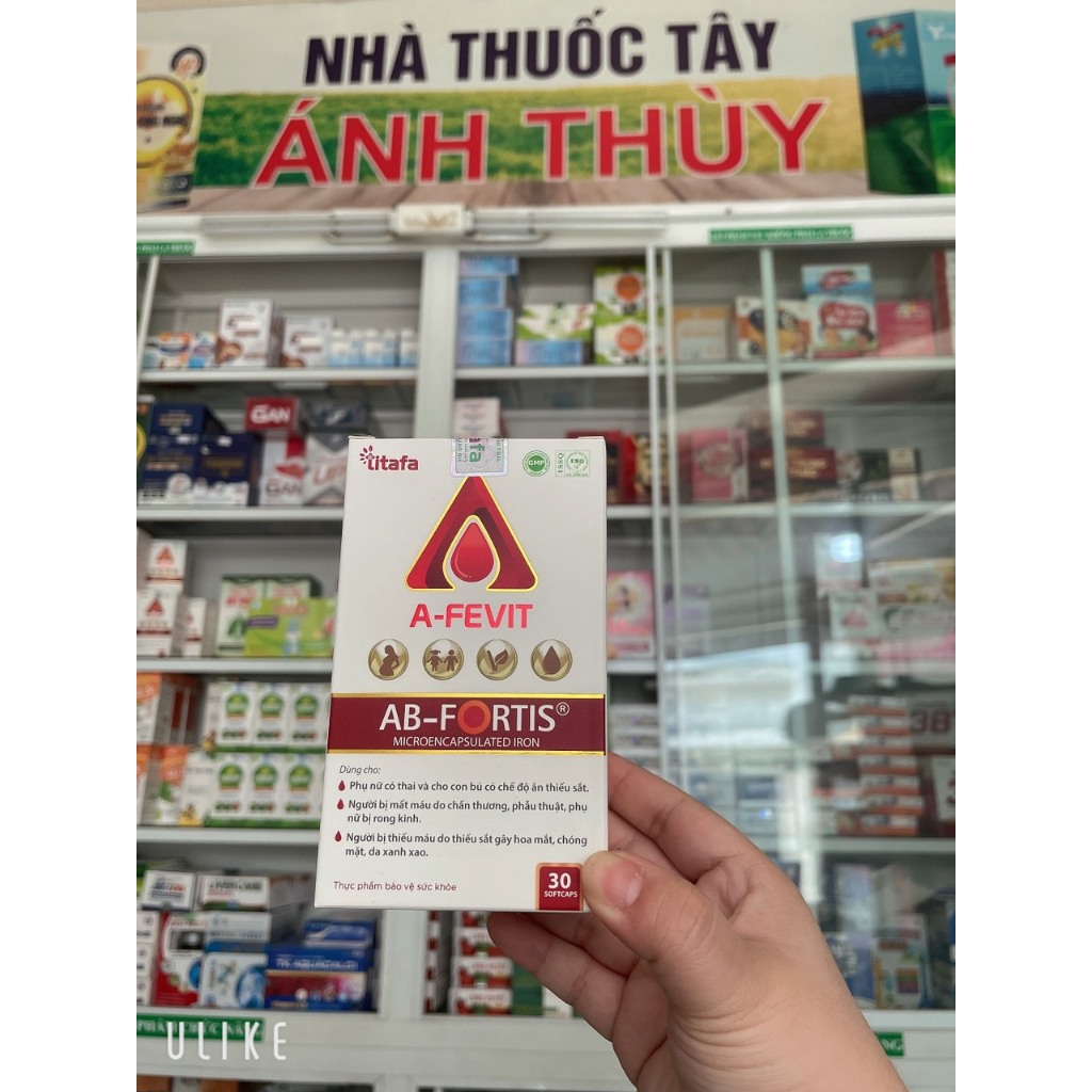 Viên uống bổ sắt A-FEVIT hộp 30 viên - Hỗ trợ cho người thiếu máu, mất máu, hoa mắt, chóng mặt, ngườ