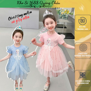 Đầm công chúa bé gái elsa đính cườm, váy bé gái elsa công chúa lấp lánh