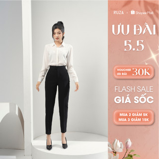 Quần tây ôm nữ RUZA màu đen thiết kế dáng công sở thời trang QOE016