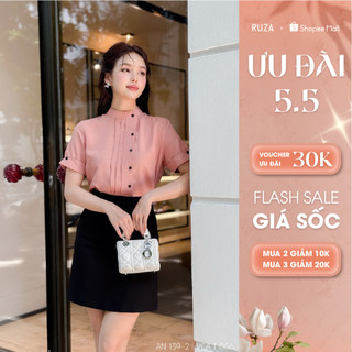 Áo sơ mi nữ RUZA tay ngắn thanh lịch thời trang công sở AN 139