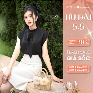 Áo sơ mi nữ RUZA lụa tay ngắn kiểu thiết kế dáng công sở thời trang thanh lịch AN 3011