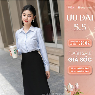 Áo sơ mi nữ RUZA kate tay dài thanh lịch thời trang công sở văn phòng AD 3040