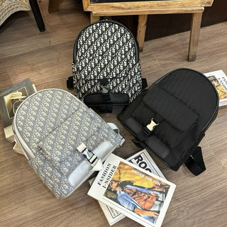 Balo DIO.R [ SALE 3 NGÀY ] Ba lô DR nam nữ phối khóa cài size 40 màu bạc đen phong cách boy phố
