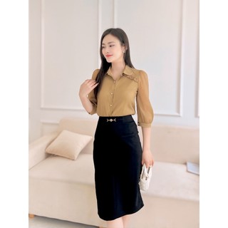 Set áo sơ mi công sở + chân váy cao cấp emvy fashion h31, cv31