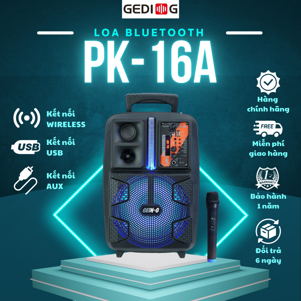 Loa Kéo Mini GEDI-G Kết Nối Bluetooth PK-16 và PK-17 Hát Karaoke, Công Suất 80W Âm Thanh Cực Hay.