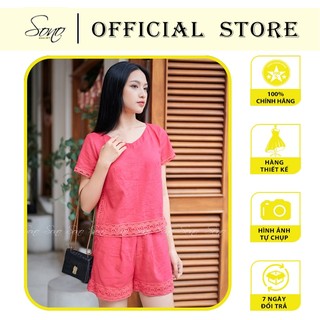 Sono - bộ quần áo chất liệu linen viền ren hàng thiết kế trẻ trung