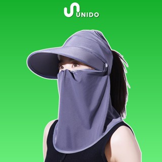 Khẩu trang vải nữ trùm kín măt UNIDO có mũ chống nắng tia UV fullface che kín mặt cổ tai - K05