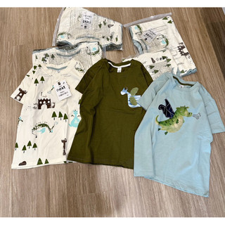 Set 3 áo thun khủng long bay trắng rêu xanh