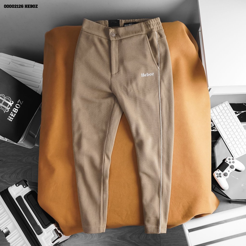 Quần dài nam chất vải pique ống suông line Heboz 2M - 00002126