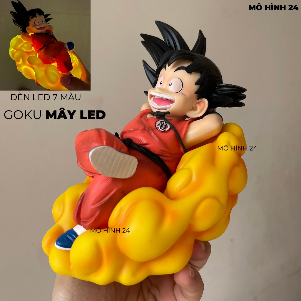 Mô hình Goku Mây Led nhân vật Songoku Hồi nhỏ nằm trên cân đẩu vân có led 7 màu dragon ball young ver siêu chất Z giá rẻ