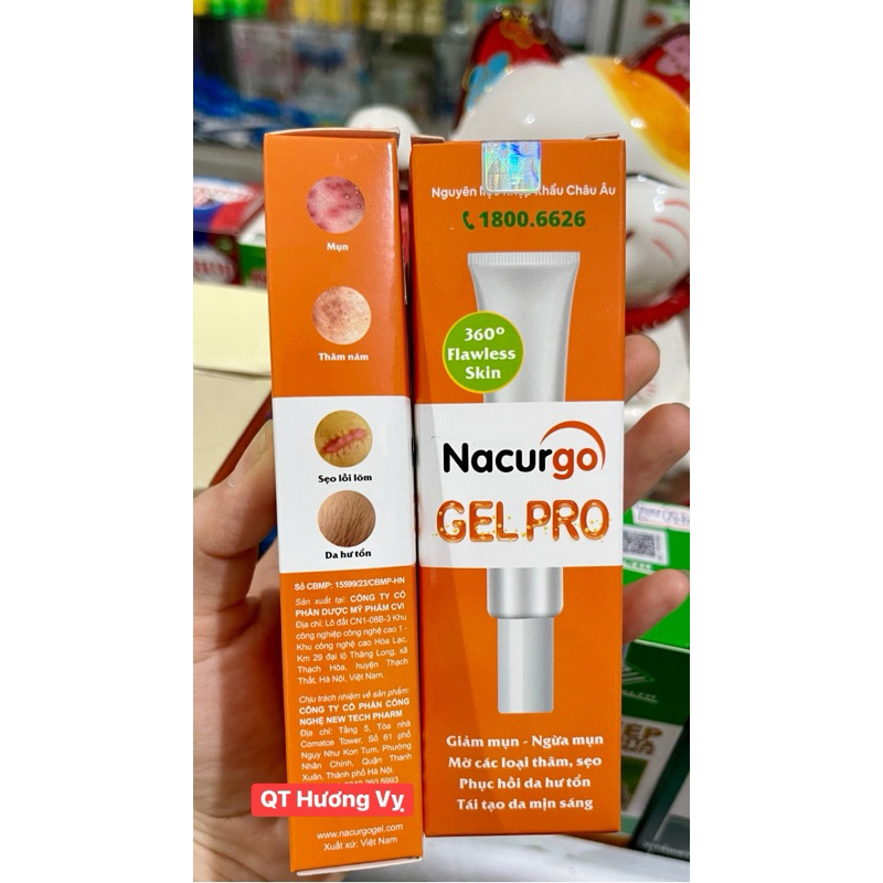 CHÍNH HÃNG | Nacurgo Gel Pro - Sạch mụn, mờ thâm, phục hồi da hư tổn (sẹo lõm, sẹo lồi) [Tuýp 20g]