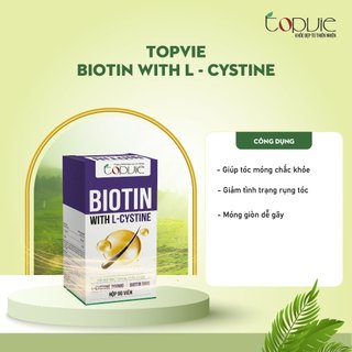 Hỗ trợ mọc tóc nhanh, giảm rụng tóc Biotin with L-cystine TOPVIE giúp giảm gãy rụng, hỗ trợ mọc tóc 30 - 90 viên