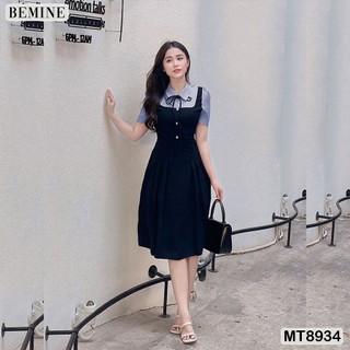 Đầm thiết kế phối cổ sơ mi tùng xếp ly BEMINE MT8934