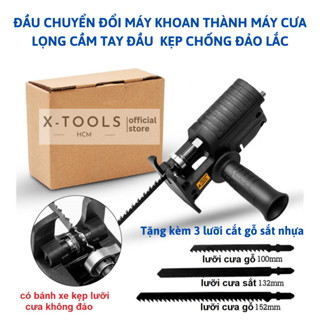  Đầu Chuyển Đổi Máy Khoan Thành Máy Cưa Điện Cầm Tay Kèm 5 Lưỡi Cưa Sắt Gỗ Nhựa Đầu Kẹp Chống Đảo Lắc 
